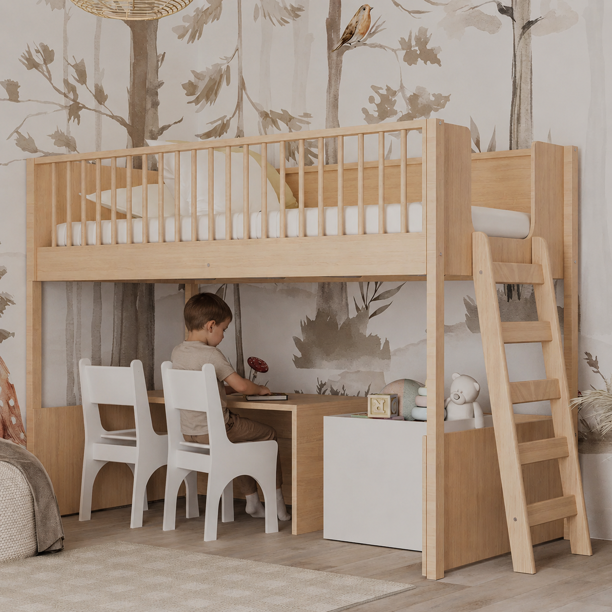 Cama Infantil Mezanino Fazenda - Carvalho