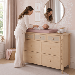 Cômoda de Bebê Monet 7 Gavetas com Palha130cm - Carvalho