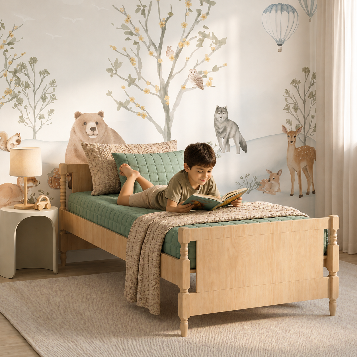 Cama Solteiro Monet - Carvalho