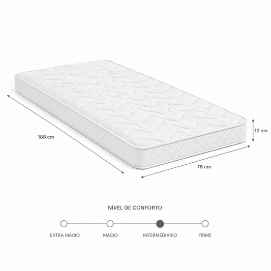 Colchão Slim 12 Solteirinho D28 - 78x188x12cm (alt) - Cama 78cm