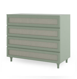 Cômoda de Bebê Haus Nature com Palha e 4 Gavetas Verde Jardim 110cm