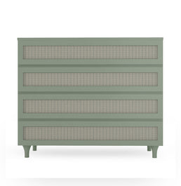 Cômoda de Bebê Haus Nature com Palha e 4 Gavetas Verde Jardim 110cm