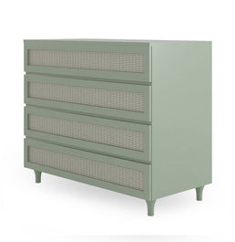 Cômoda de Bebê Haus Nature com Palha e 4 Gavetas Verde Jardim 110cm