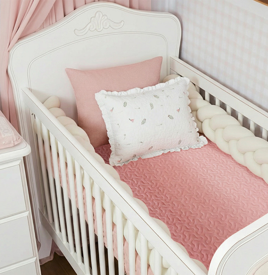 Colcha Com Elástico Para Berço Infinity - Rosa Chá