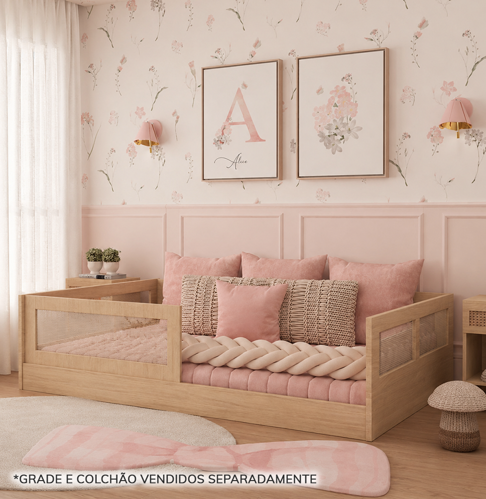 Cama Montessoriana Casal Haus Com Palha - Carvalho