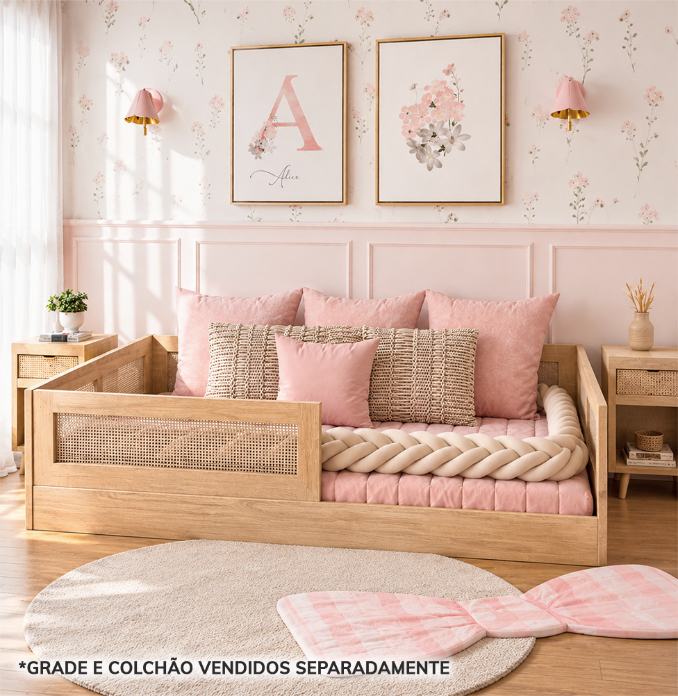 Cama Montessoriana Casal Haus Com Palha - Carvalho
