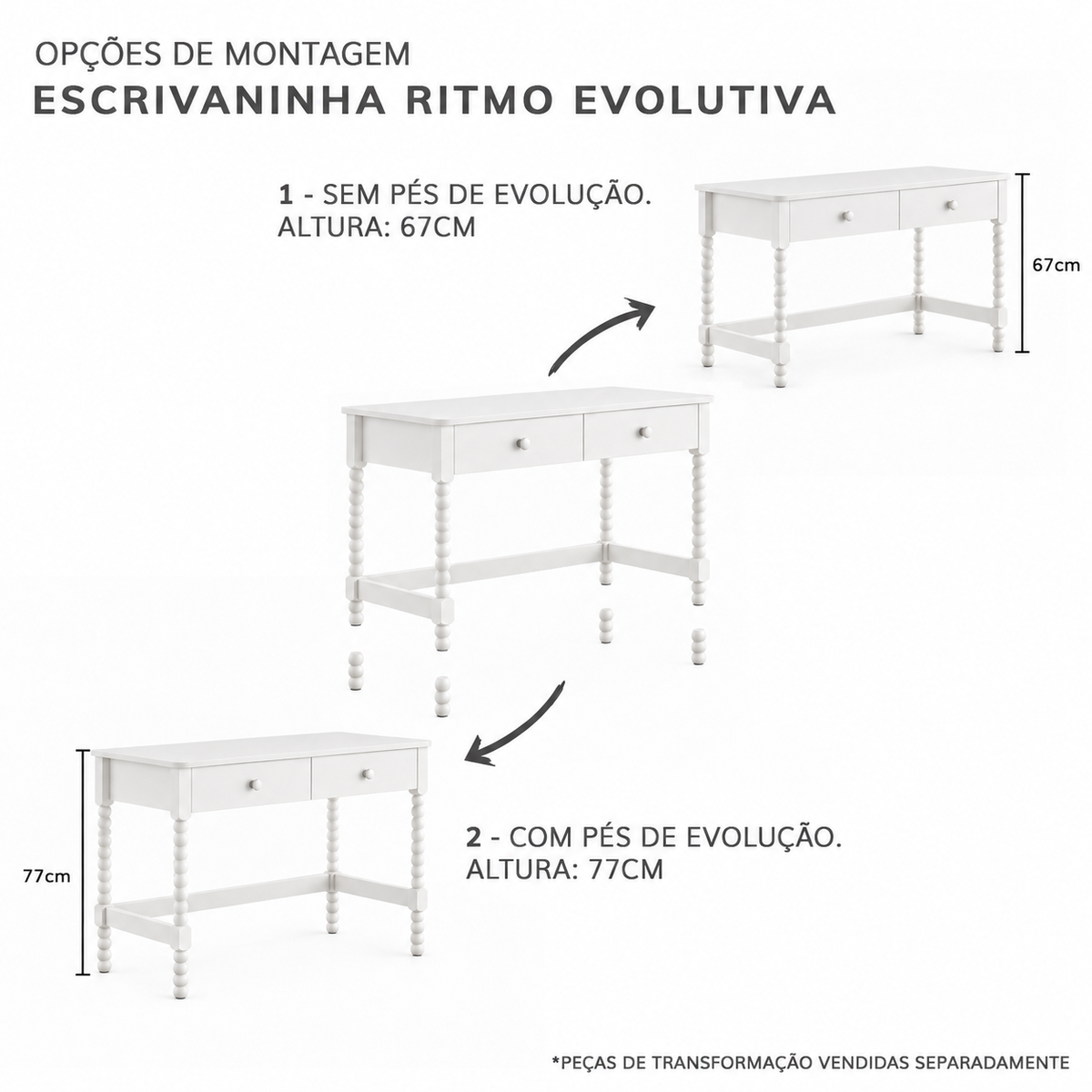ESCRIVANINHA RITMO EVOLUTIVA (2 ALTURAS) - BRANCO