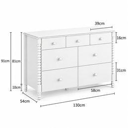 COMODA RITMO 7 GAVETAS 130CM - BRANCO