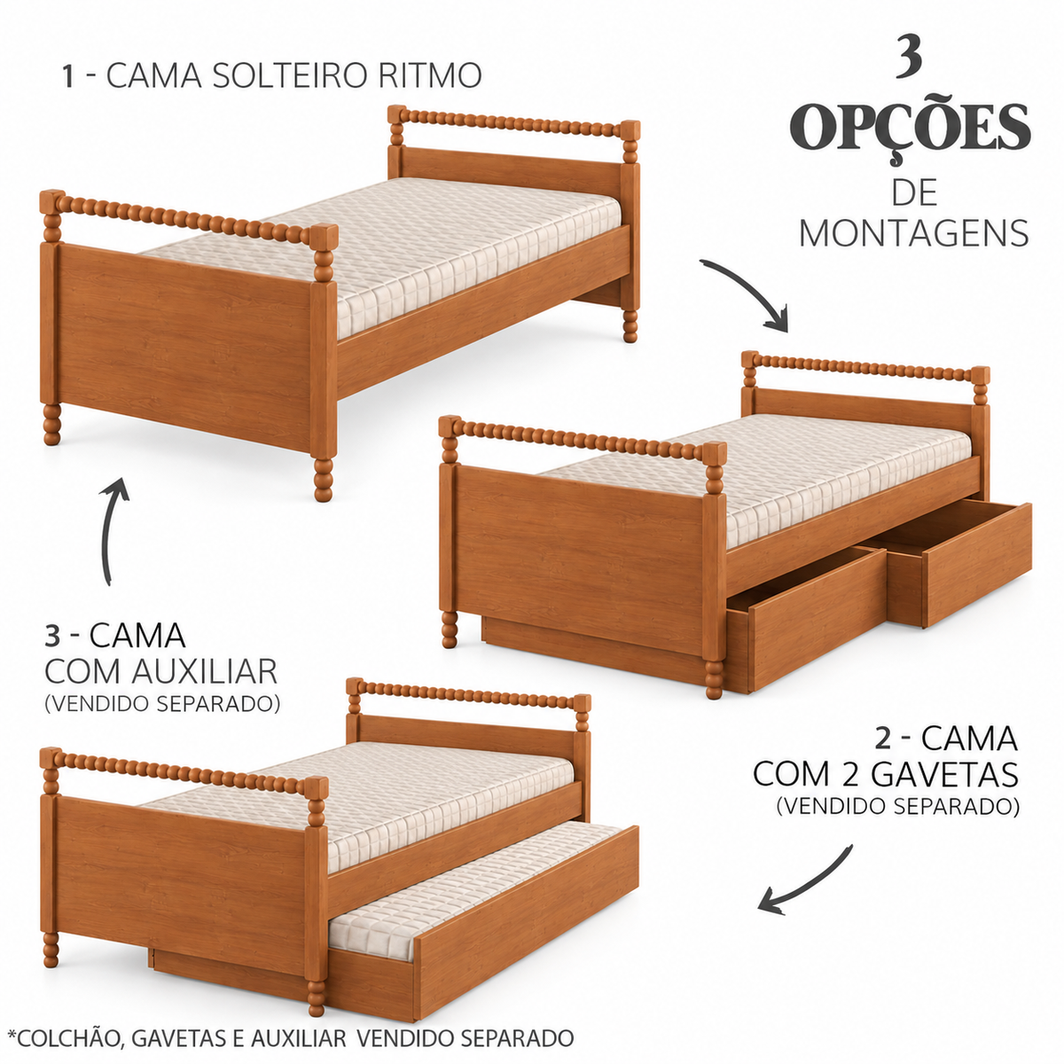 CAMA SOLTEIRO RITMO - FREIJÓ