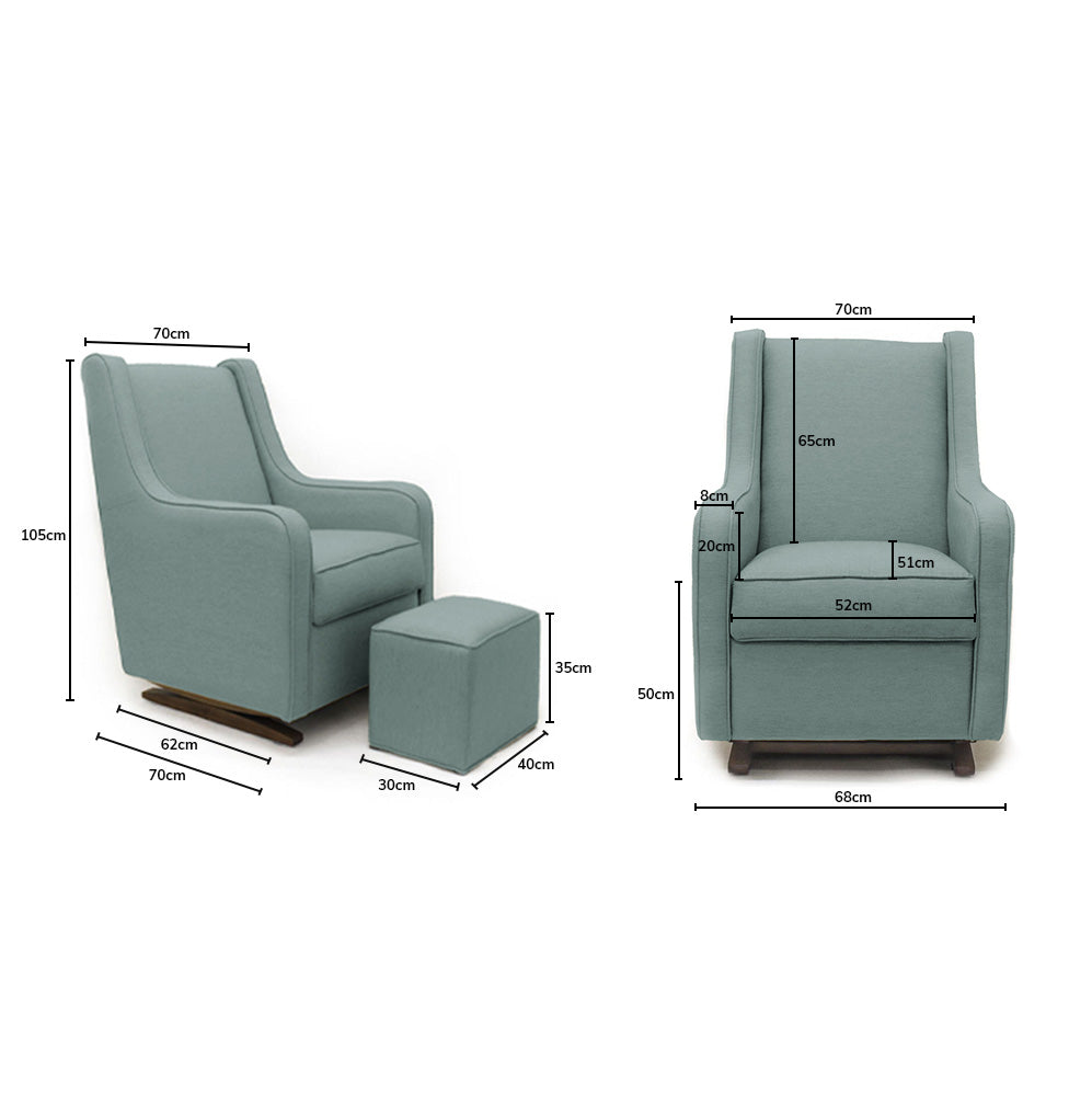 Poltrona de Amamentação Slim com Balanço e Puff - Verde Malva