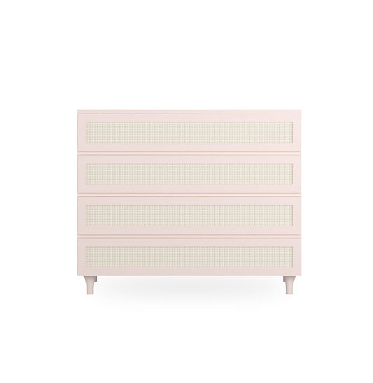 Cômoda de Bebê Haus Nature com Palha e 4 Gavetas Rosa 110cm