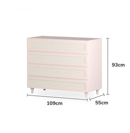 Cômoda de Bebê Haus Nature com Palha e 4 Gavetas Rosa 110cm