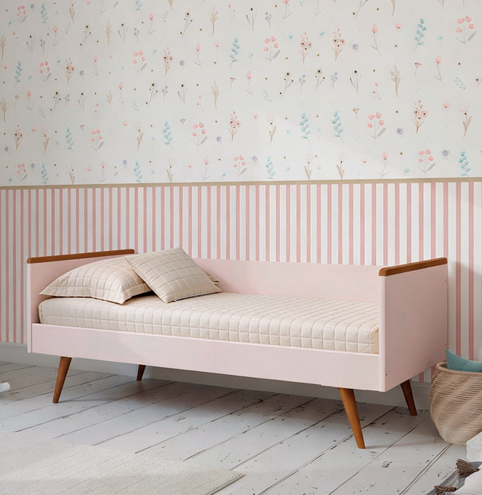 Cama Sofá Viena Rosa Claro e Mel
