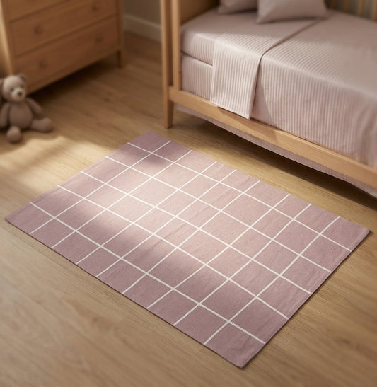 Tapete Infantil Retangular Gride - Rosa
