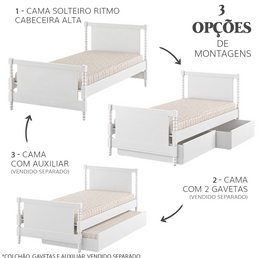 CAMA SOLTEIRO RITMO CABECEIRA ALTA - BRANCO
