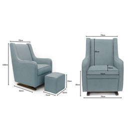 Poltrona de Amamentação Slim com Balanço e Puff - Verde Malva