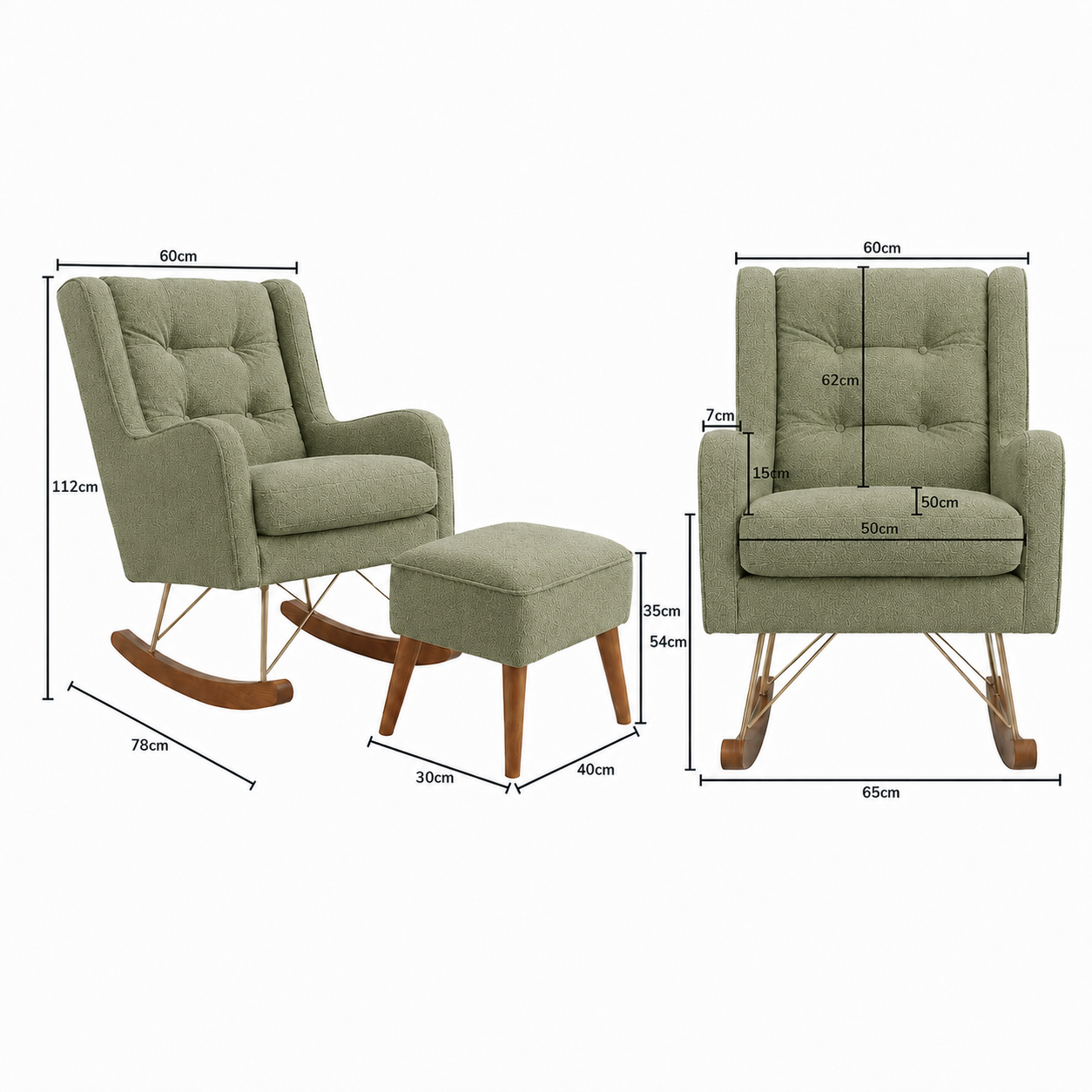 POLTRONA MAJU COM PUFF BALANÇO BOUCLE VERDE