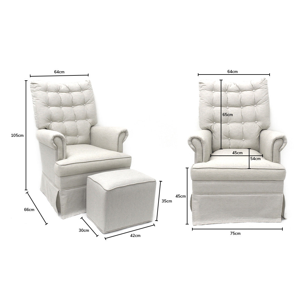 Poltrona de Amamentação Mommy com Puff e Balanço Linho Cru