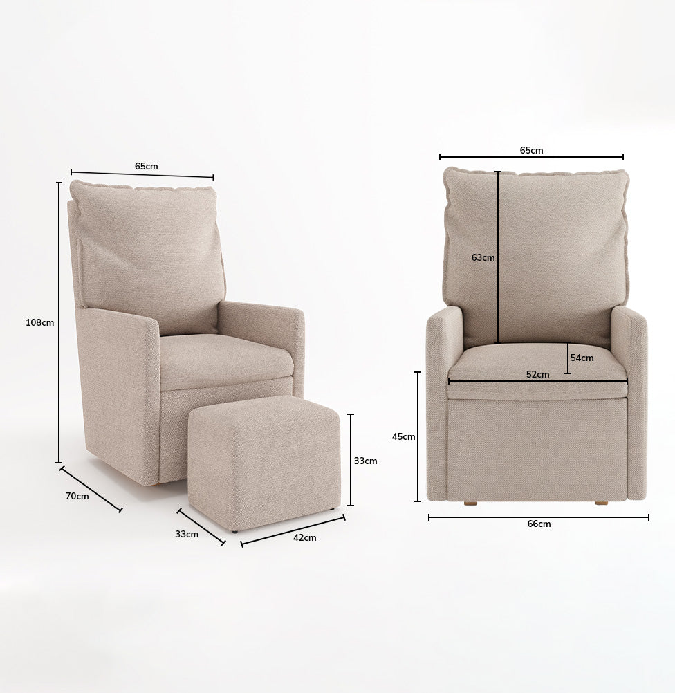 Poltrona de Amamentação Fit com Balanço e Puff - Linho Bege