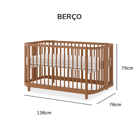 Berço Raika 3 em 1 - Freijó