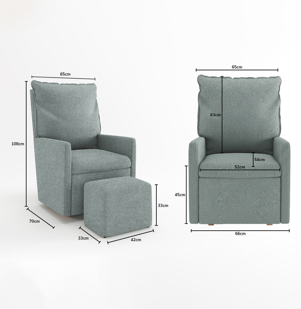 Poltrona de Amamentação Fit Com Balanço e Puff - Boucle Verde