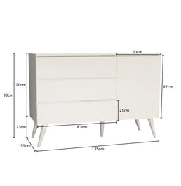Cômoda de Bebê Viena com Porta Branco Fosco