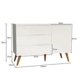 Cômoda de Bebê Viena com Porta Branco com Pé Mel