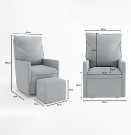 Poltrona de Amamentação Fit com Balanço e Puff - Linho Cinza