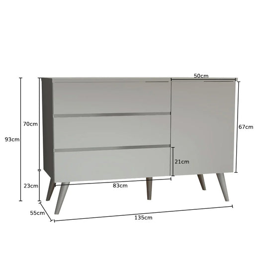 Cômoda de Bebê Viena com Porta Cinza Harbor