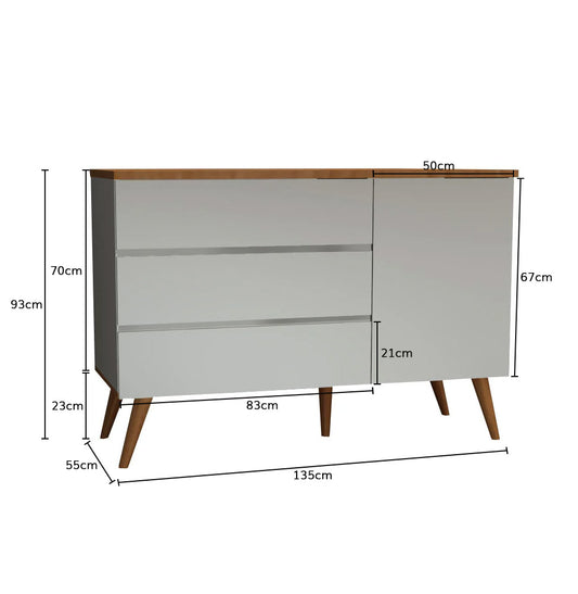 Cômoda de Bebê Viena com Porta Cinza Harbor com Pé e Tampo Mel