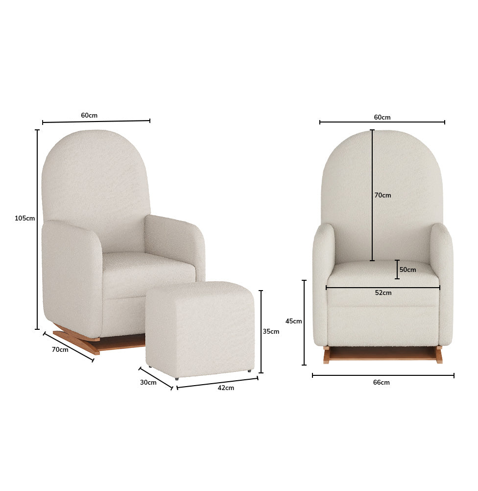 Poltrona de Amamentação Duna com Puff - Bouclê Cru