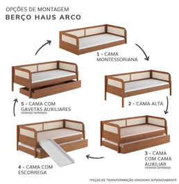 Cama Sofá Haus Arco Com Palha 2 em 1 Montessoriana - Freijó