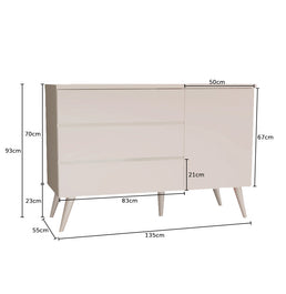 Cômoda de Bebê Viena com Porta Greige