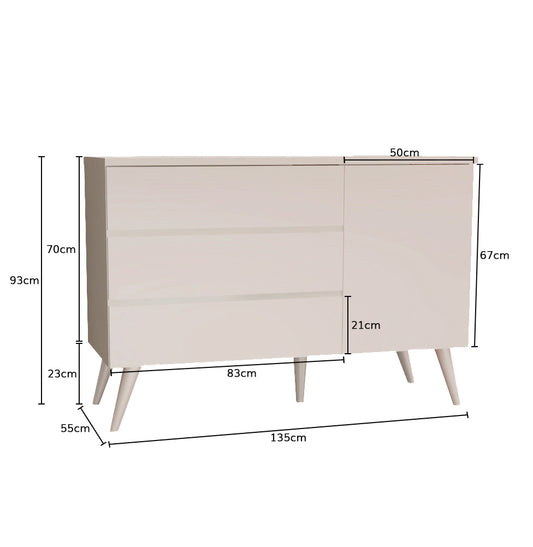 Cômoda de Bebê Viena com Porta Greige