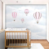 Papel de Parede Infantil Balão no Céu Rosa - Mural