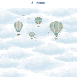 Papel de Parede Infantil Balão no Céu Malva - Mural