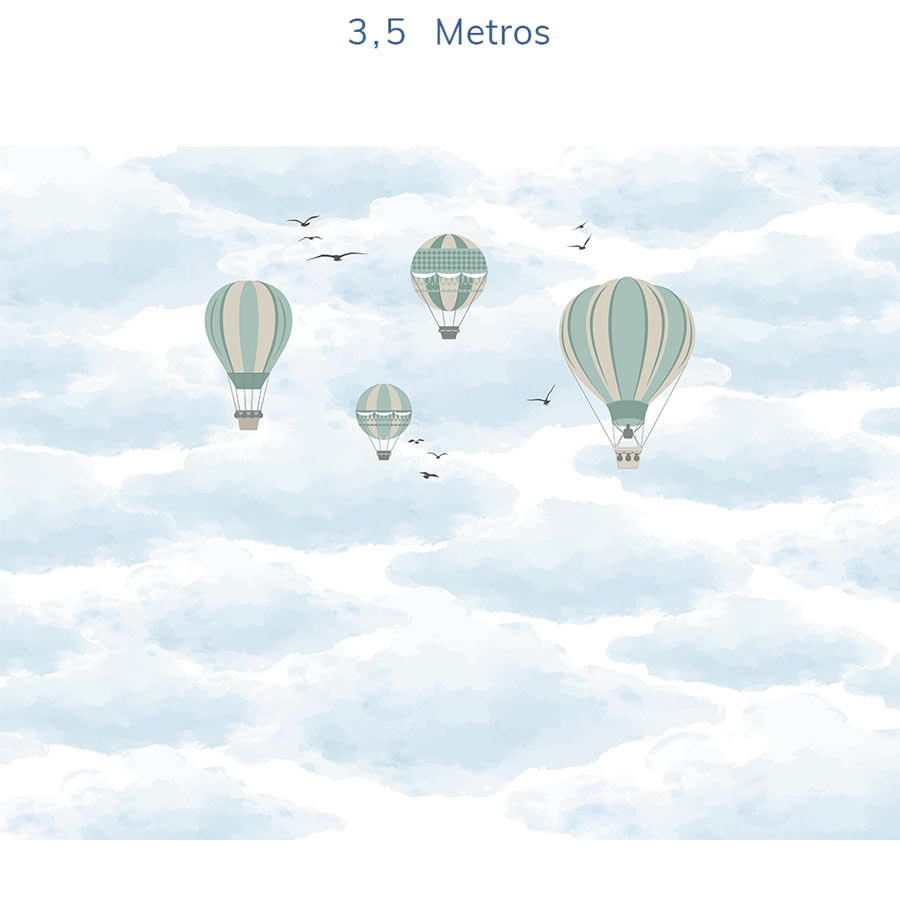 Papel de Parede Infantil Balão no Céu Malva - Mural