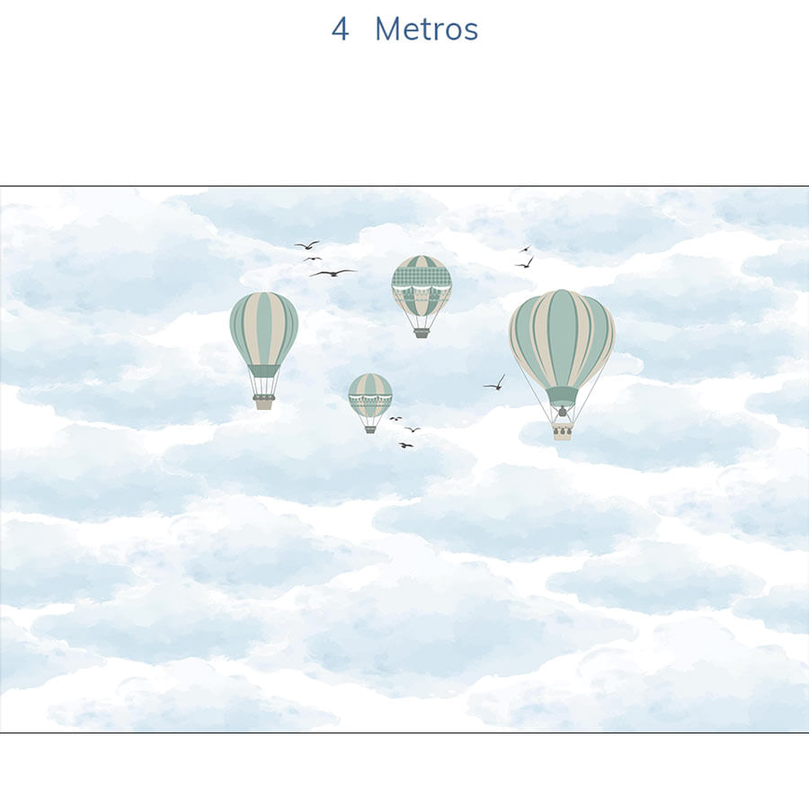 Papel de Parede Infantil Balão no Céu Malva - Mural