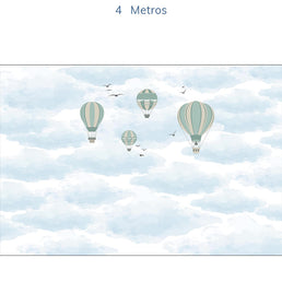 Papel de Parede Infantil Balão no Céu Malva - Mural