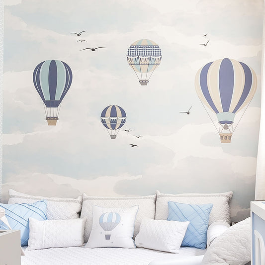 Papel de Parede Infantil Balão no Céu Azul Claro - Mural