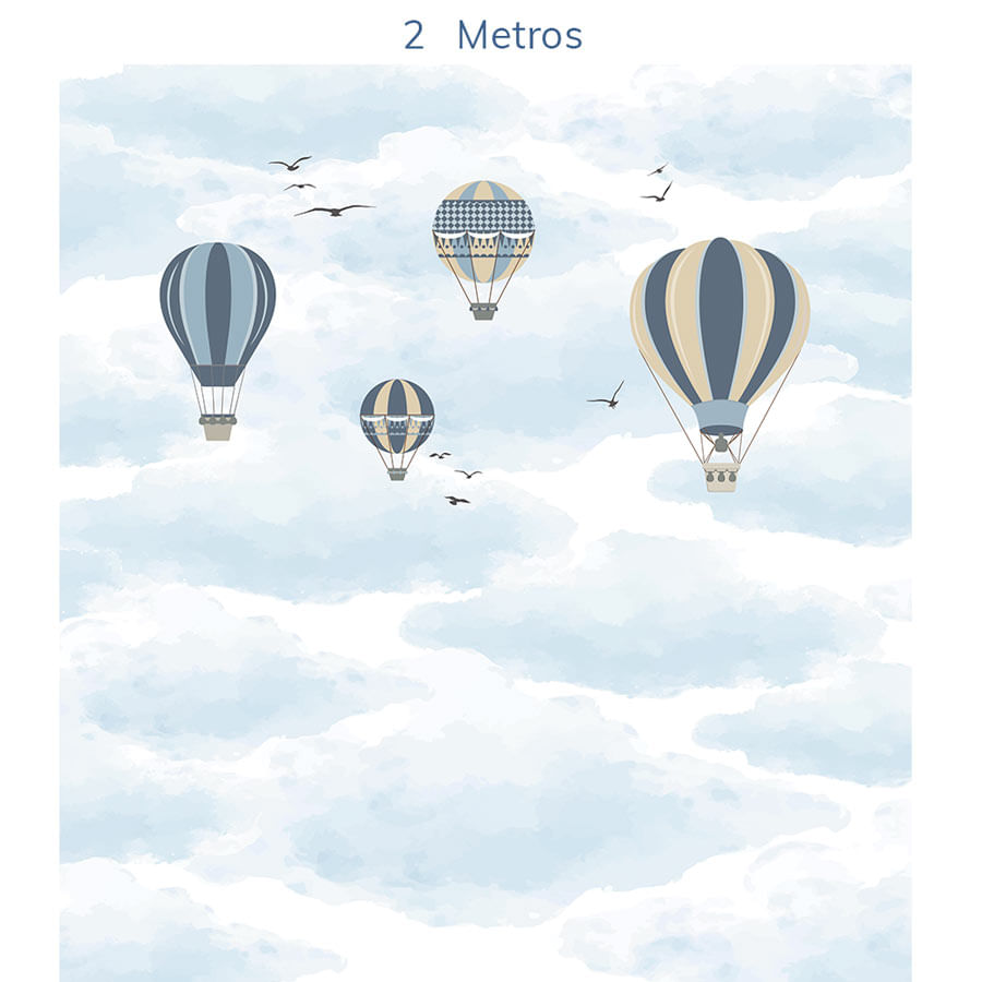 Papel de Parede Infantil Balão no Céu Azul Claro - Mural