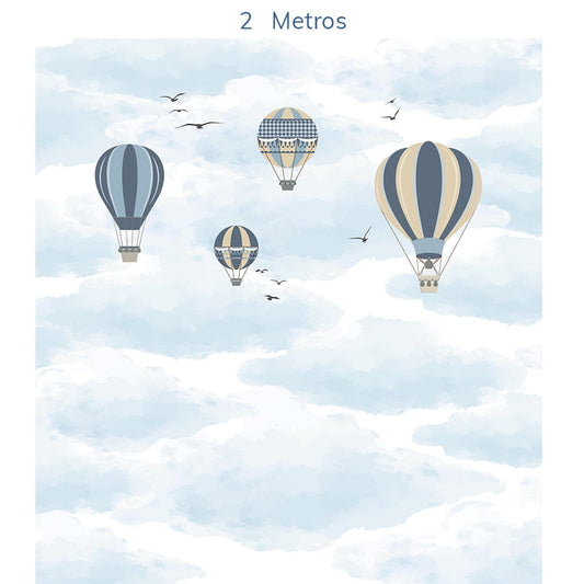 Papel de Parede Infantil Balão no Céu Azul Claro - Mural