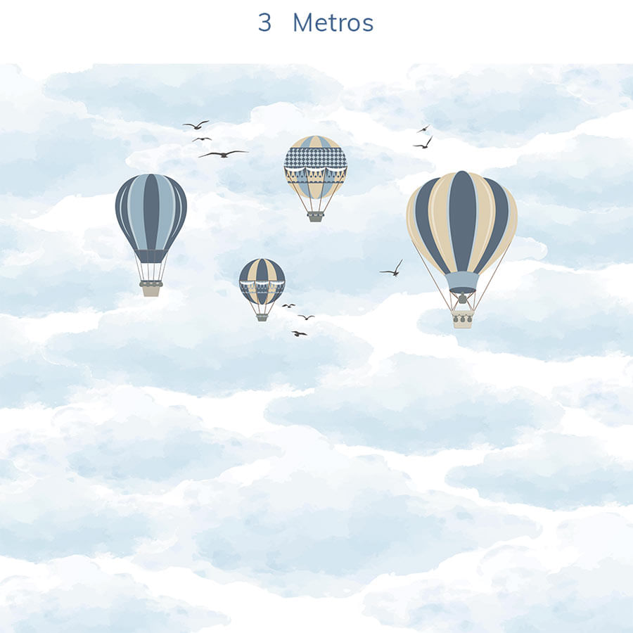 Papel de Parede Infantil Balão no Céu Azul Claro - Mural