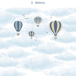 Papel de Parede Infantil Balão no Céu Azul Claro - Mural