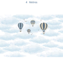 Papel de Parede Infantil Balão no Céu Azul Claro - Mural