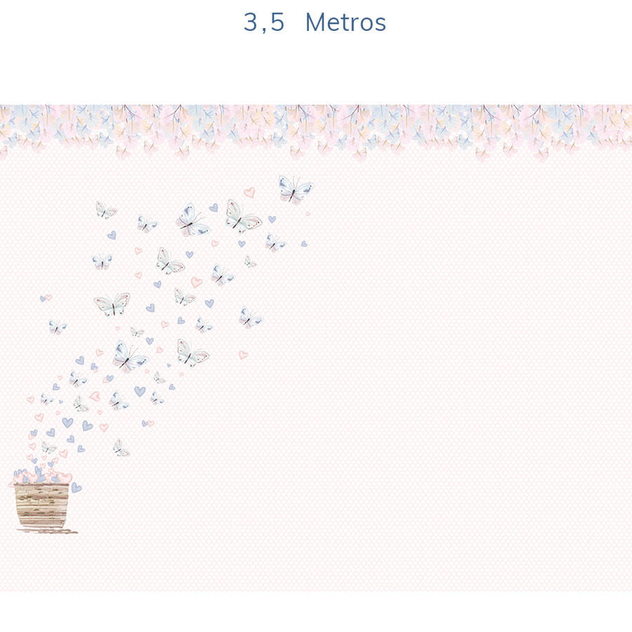 Papel de Parede Infantil Borboletas Azul Claro Lado Esquerdo - Mural