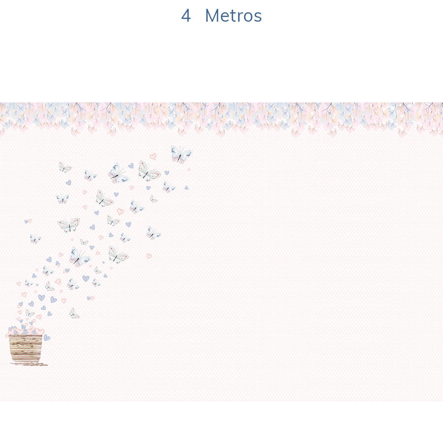 Papel de Parede Infantil Borboletas Azul Claro Lado Esquerdo - Mural