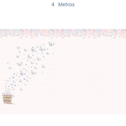 Papel de Parede Infantil Borboletas Azul Claro Lado Esquerdo - Mural