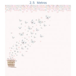 Papel de Parede Infantil Borboletas Cinza Lado Esquerdo - Mural
