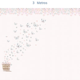 Papel de Parede Infantil Borboletas Cinza Lado Esquerdo - Mural